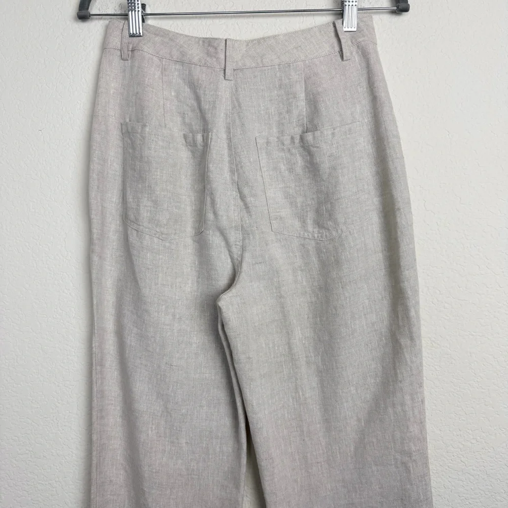 Reformation Tan Linen Straight Leg Pant